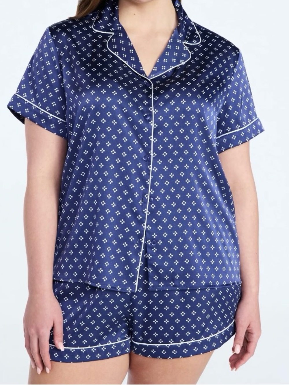 Joyspun Navy silk stretch pajama set- New